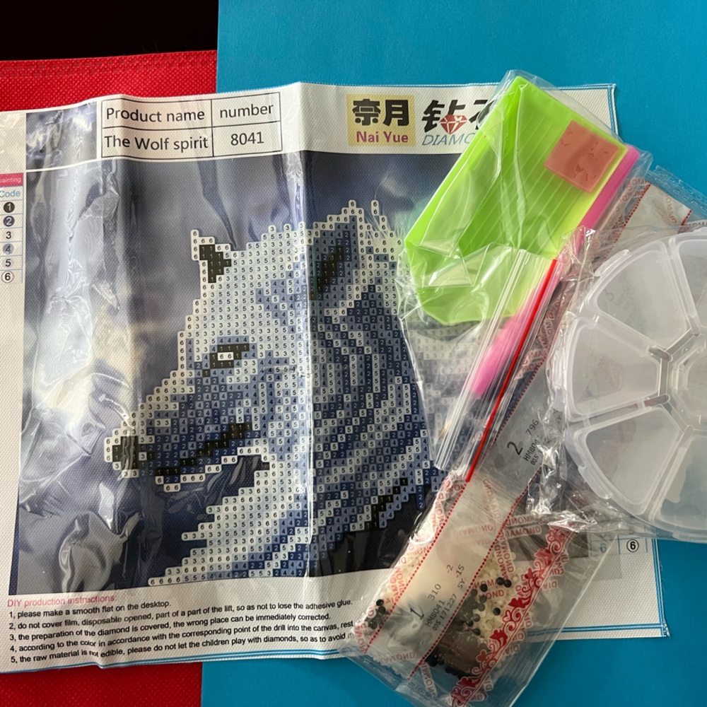 Diamond painting kit for kids Wolf Spirit